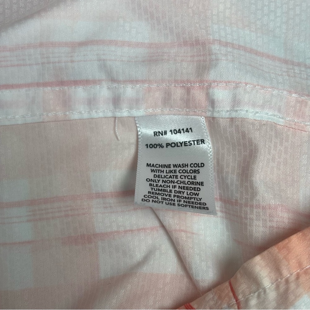 Field & Stream Peach/Wht Plaid Button-Up Long Sleeve Cool Sporting Shirt Women L - Picture 6 of 8